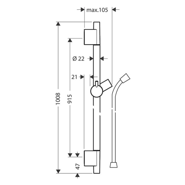 Душевая штанга Hansgrohe Unica S Puro 28631820 шлифованный никель
