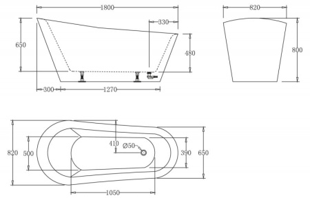 Акриловая ванна BelBagno 180x82 BB63-1800-W0 без перелива