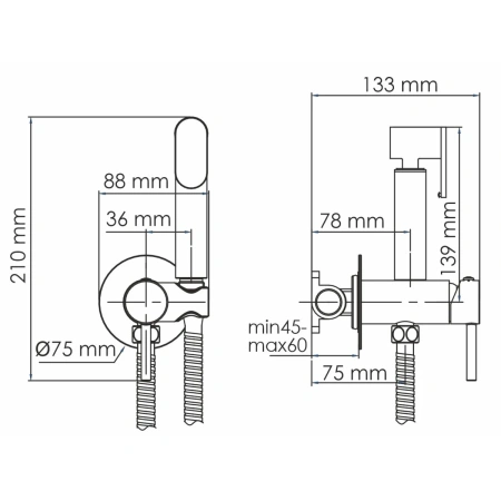 Гигиенический душ WasserKRAFT A70138 со смесителем, хром
