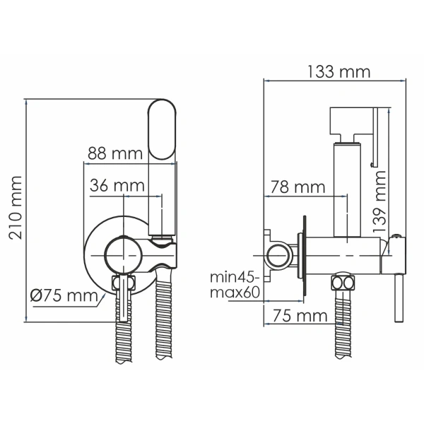 Гигиенический душ WasserKRAFT A70138 со смесителем, хром