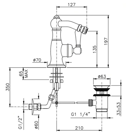 Смеситель для биде Nicolazzi Monocomando 3453BZ76C бронза
