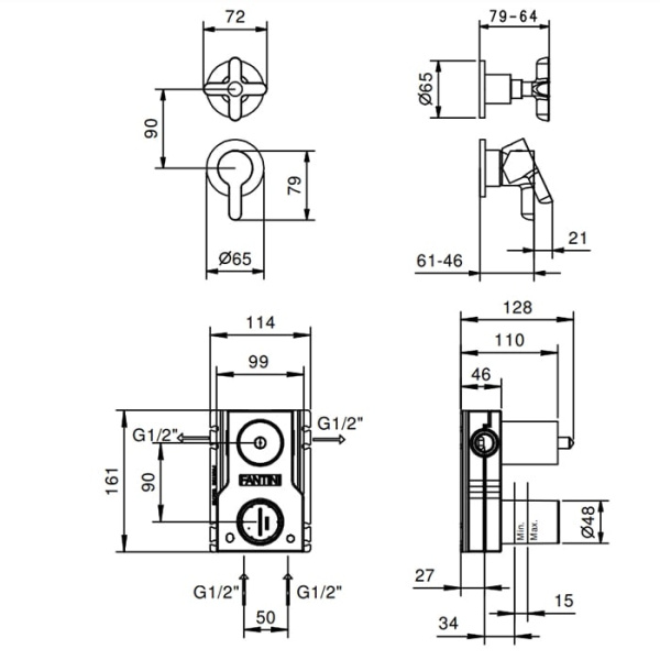 Смеситель для душа Fantini Icona Classic 53 02 R485B