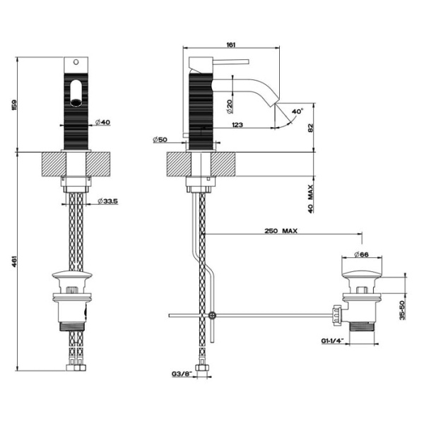 Смеситель для раковины Gessi 316 54301#239 нержавейка
