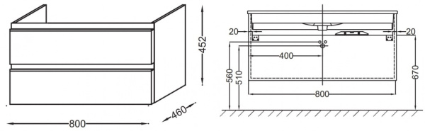 Тумба под раковину Jacob Delafon Vox 80 EB2078-R1-E16 Ореховое Дерево