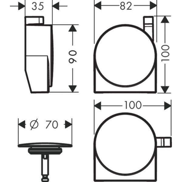 Внешняя часть излива hansgrohe Exafill S 58117340 на ванну с набором для слива и перелива