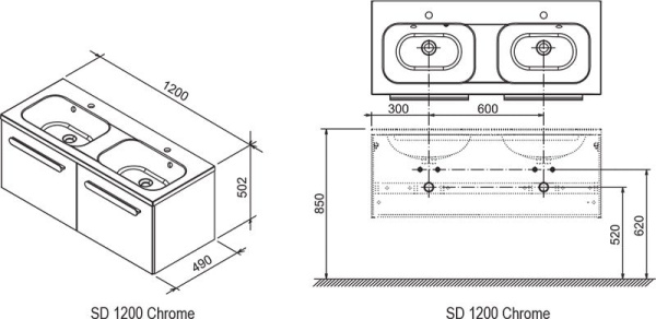 Тумба под раковину Ravak Chrome SDU X000000536 белая/белая