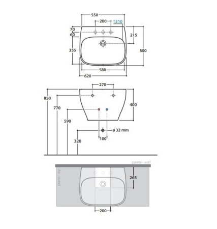 Раковина Globo Genesis 62 GE061BI