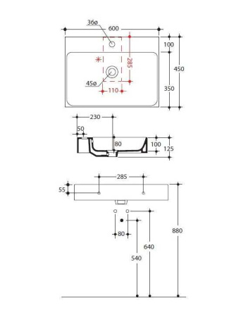 Раковина KERASAN Cento 60 3531bi*1