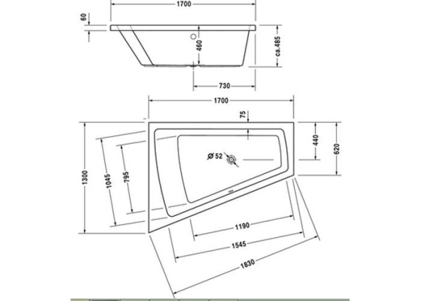 Акриловая ванна Duravit Paiova 170x130 700214000000000
