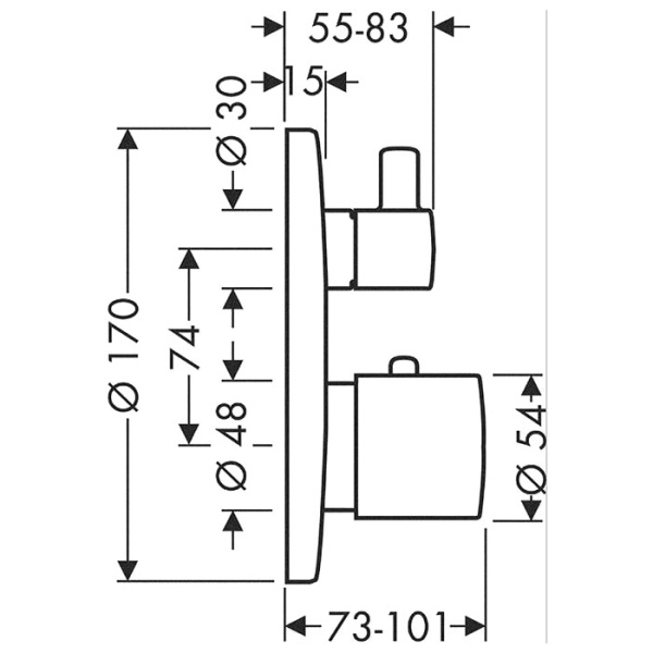 Внешняя часть термостата для душа Axor Uno 38720000