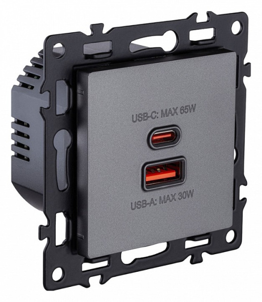 Розетка 2хUSB type A и C без рамки Kollinger Asthetik AS-024GY