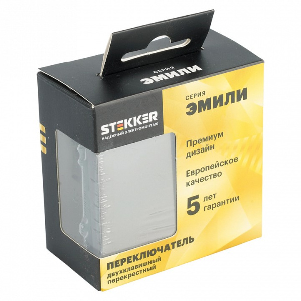 Переключатель перекрестный двухклавишный без рамки Stekker Эмили 50164