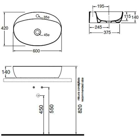 Раковина Azzurra Elegance Circle 60 ELLA060420CMBI/(ECI60M bi)*1