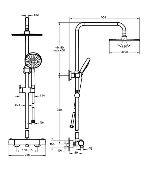 Душевая система Vitra Aquaheat Joy A47208EXP хром