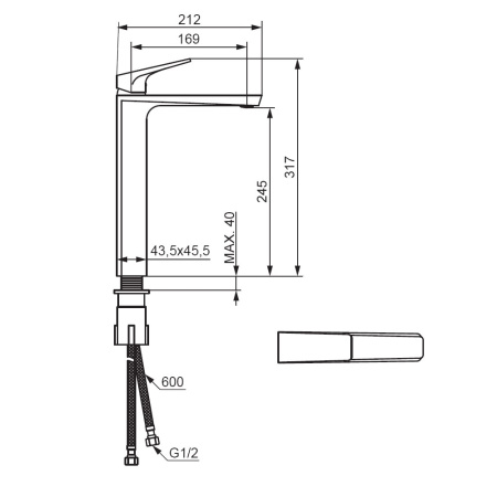Смеситель для раковины Damixa Merkur 400250300