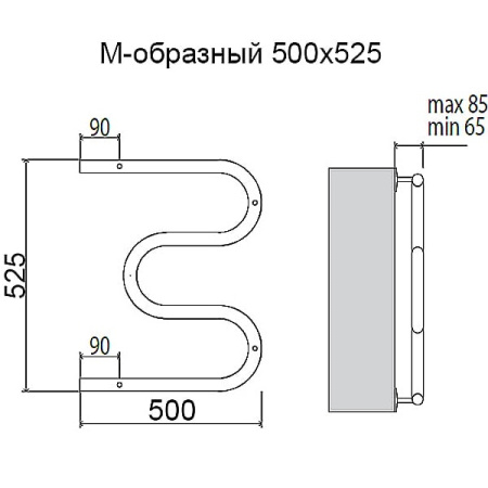 Полотенцесушитель электрический Terminus М-образный 500х500 4620768883910