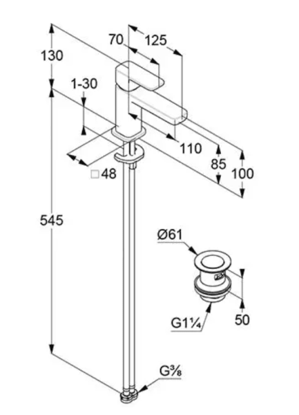Смеситель для раковины Kludi Renon 42266N075 брашированное золото