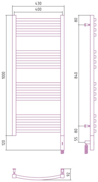 Электрический полотенцесушитель Сунержа Аркус 3.0 1000х400 30-5705-1040 матовый белый