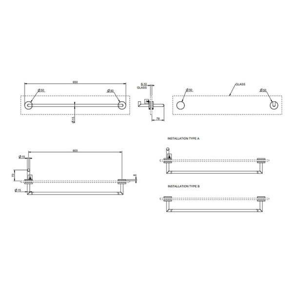 Полотенцедержатель Gessi Tondo 60 см 63728#299 черный матовый
