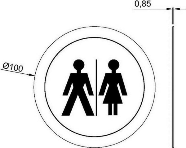 Табличка Общий туалет Nofer 16722.2.S, матовая нержавеющая сталь