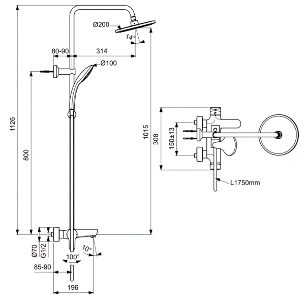 Душевая система Ideal Standard Idealrain BC525AA