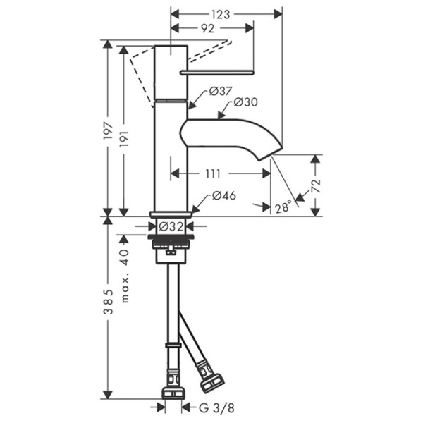Смеситель для раковины Axor Uno 38021000