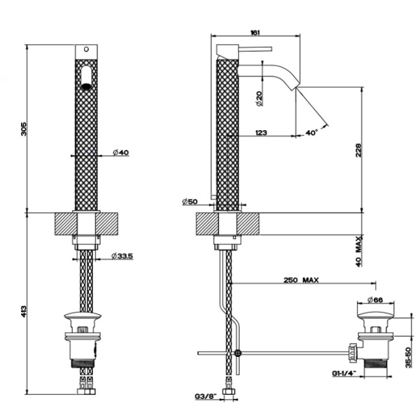 Смеситель для раковины Gessi 316 54104#239 нержавейка
