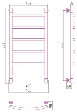 Полотенцесушитель водяной Сунержа Галант+ 80x40 (00-0200-8040)