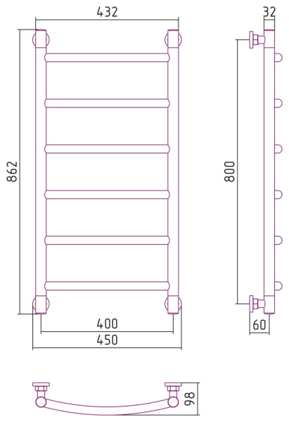 Полотенцесушитель водяной Сунержа Галант+ 80x40 (00-0200-8040)