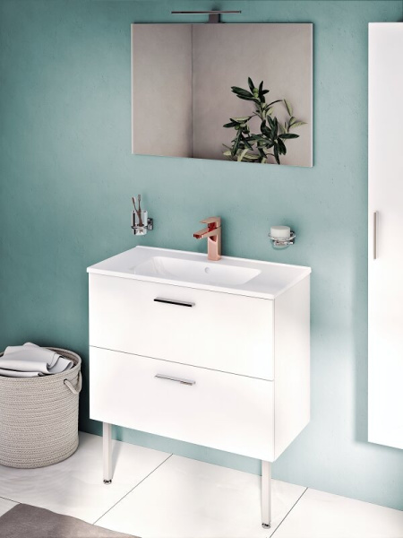 Тумба с раковиной Vitra Mia 80 см 66109 белый глянец