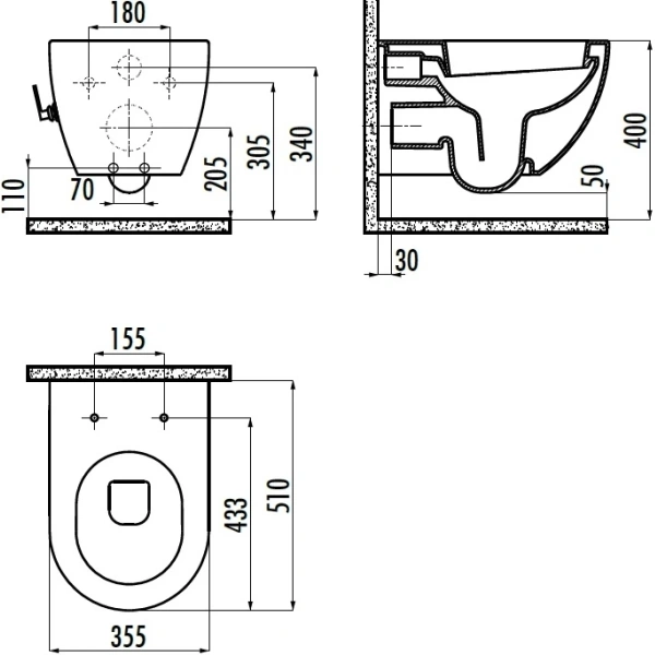 Унитаз подвесной Creavit Free FE320-34CB00E-0001 с функцией биде, белый