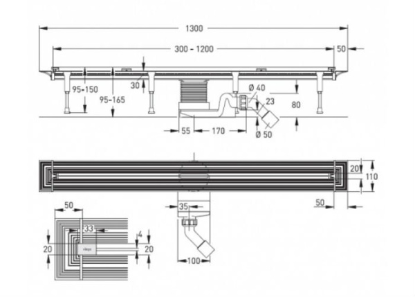 Душевой лоток в комплекте с решеткой Viega ADVANTIX VARIO 704360