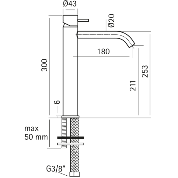 Смеситель для раковины Huber Lynox LX003544D1 сталь