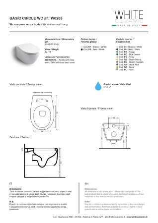 Подвесной унитаз White Ceramic Basic Circle W020304