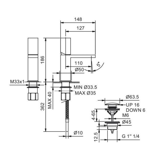Смеситель для раковины Fantini Milano 31 93 3004F сталь