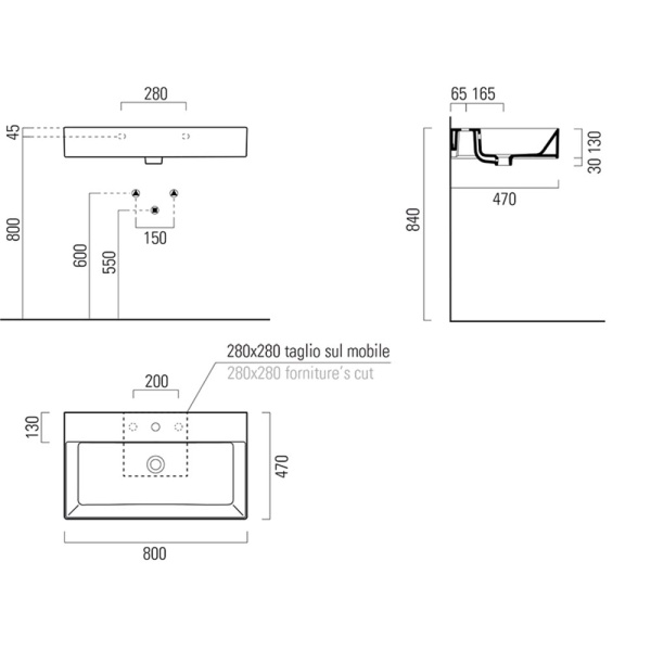Раковина GSI Kube X 80 9422111