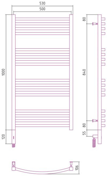 Электрический полотенцесушитель Сунержа Аркус 3.0 1000х500 31-5704-1050 матовый черный