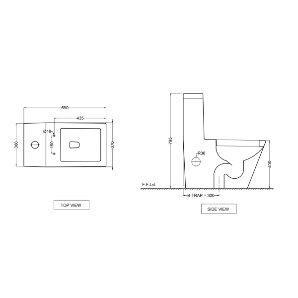 Унитаз-компакт Jaquar Kubix KUS-WHT-35851S300UF вертикальный выпуск, с сиденьем микролифт, белый
