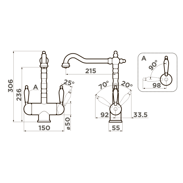 Смеситель для кухни Omoikiri Amagasaki 4994362 графит
