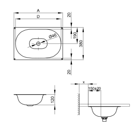 Раковина Bette Comodo 57x38 A217-000