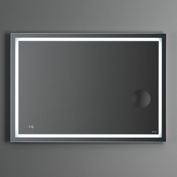 Зеркало с контурной Led-подсветкой AM.PM GEM 100 M91AMOX1003WG часами и косметическим зеркалом