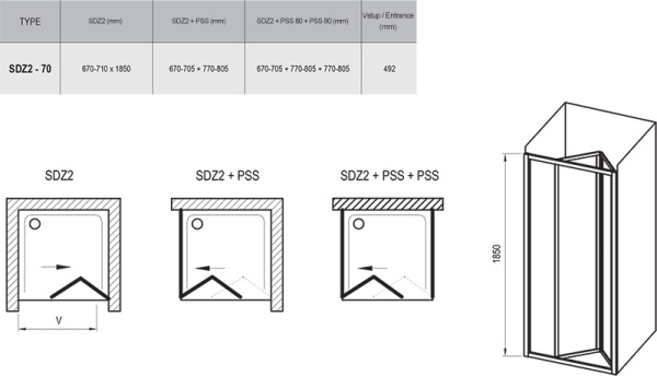 Душевая стенка Ravak Supernova PSS-80 94040100ZG белая+грейп