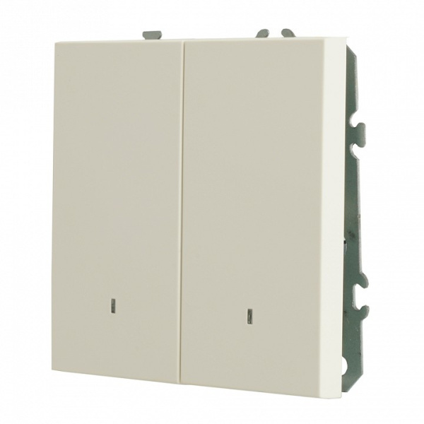 Выключатель двухклавишный с подсветкой без рамки Stekker RSW10-5102-01 49864