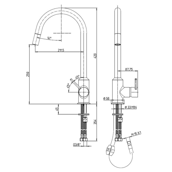 Смеситель для кухни Paini Buran RKPW5911KM