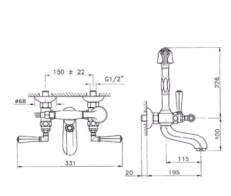 Смеситель для ванны Nicolazzi Teide Four 1901CR45
