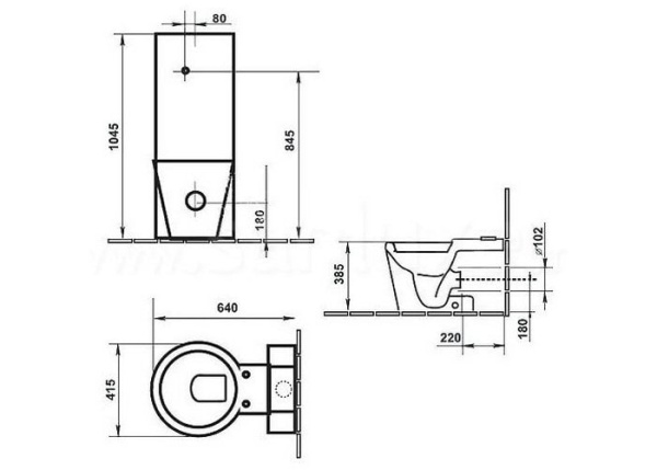 Чаша напольного унитаза Duravit Starck 1 0233090064