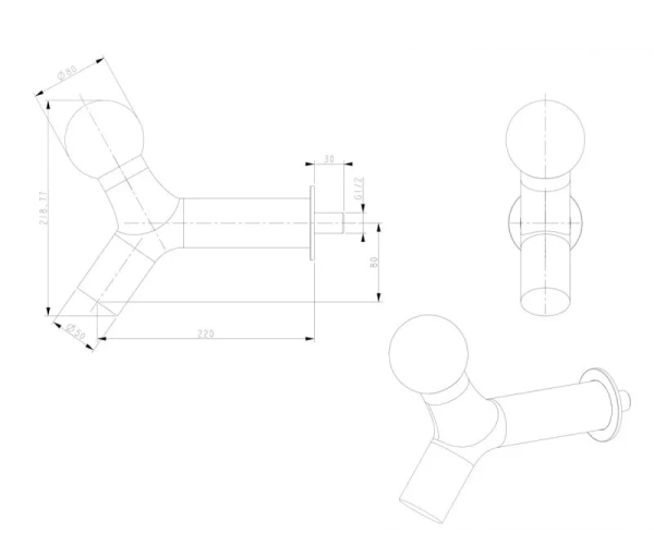 Форсунка душевая Bronze de Luxe Liberty 501GM-L серый