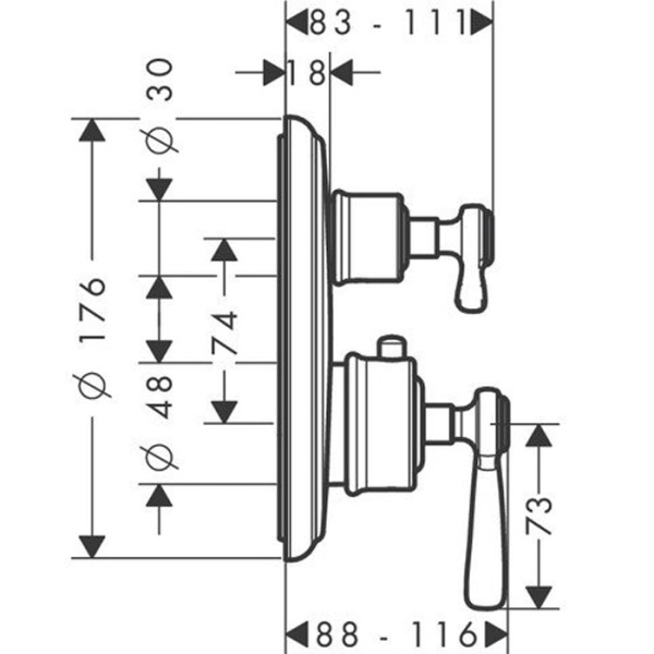 Внешняя часть термостатического смесителя для душа Axor Montreux 16820820 шлифованный никель