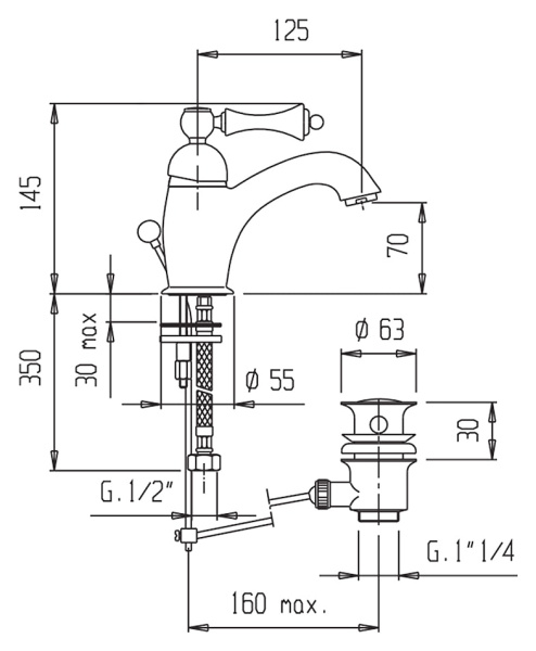 Смеситель для раковины Cezares Margot MARGOT-LSM1-02-Bi