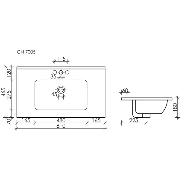 Раковина 81x46,5 см Ceramica Nova Element CN7005MB